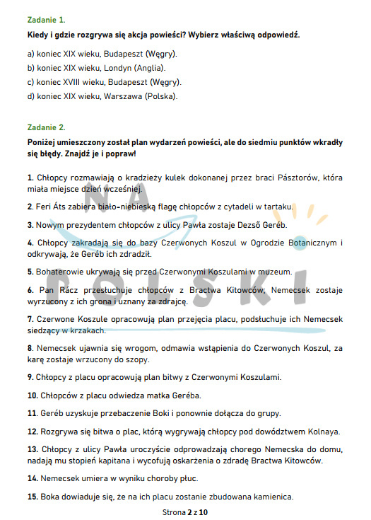 Ten Obcy Sprawdzian Ze Znajomości Lektury Z Odpowiedziami "Chłopcy z Placu Broni" - sprawdzian ze znajomości lektury | Na Polski